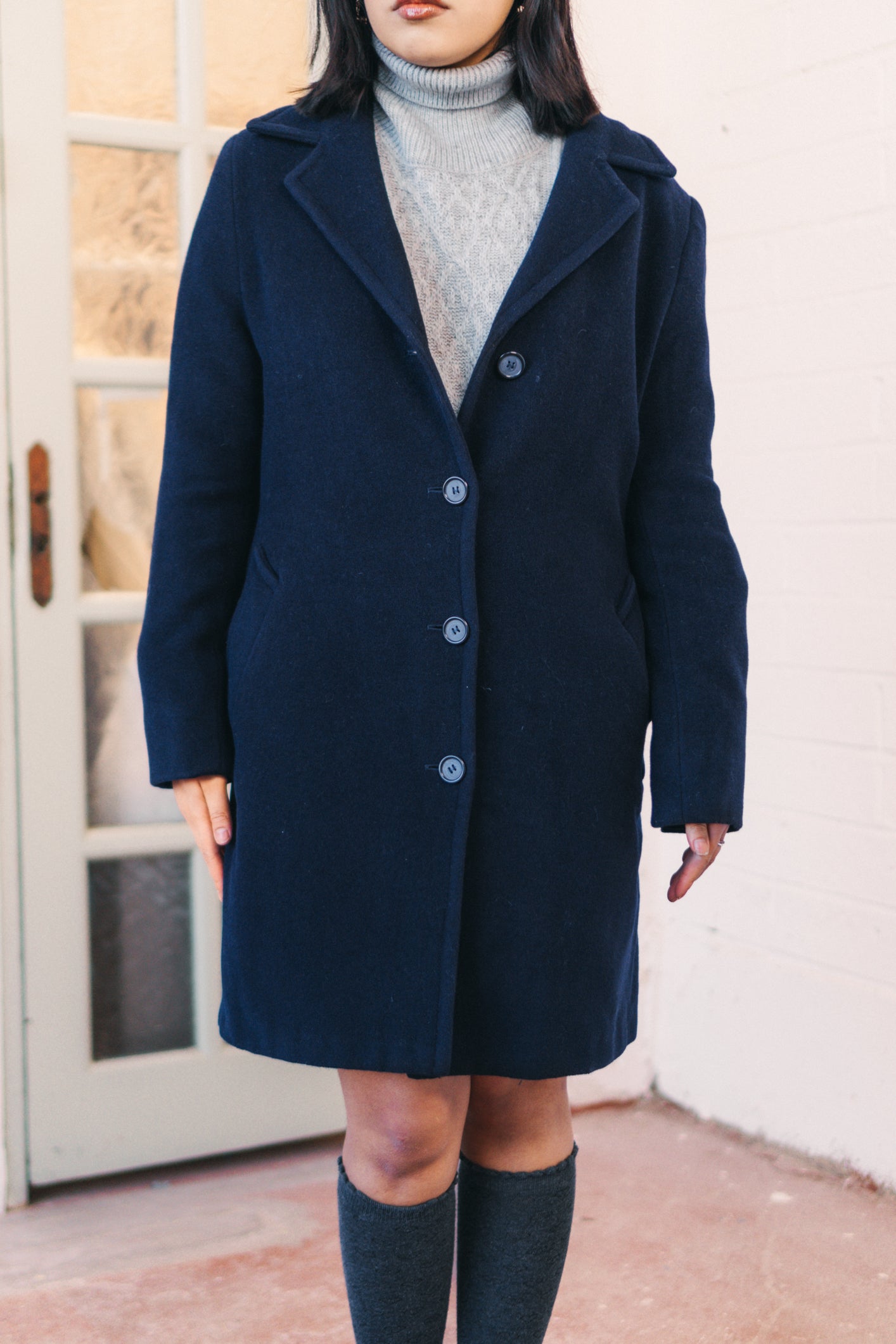 Marella Navy Coat in Size M UK 10