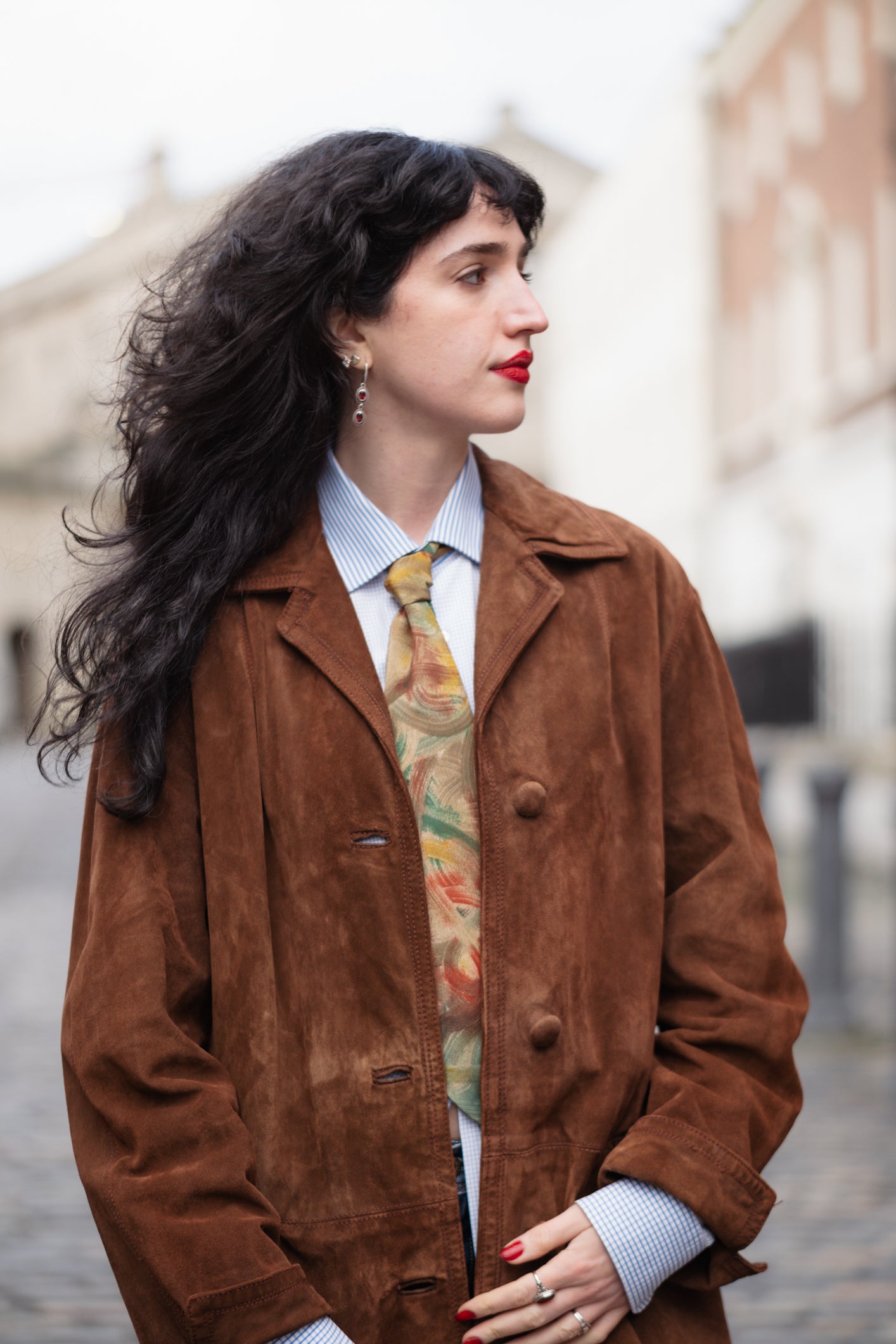 Hazelnut Suede Trench Coat Size M/L UK 10/12