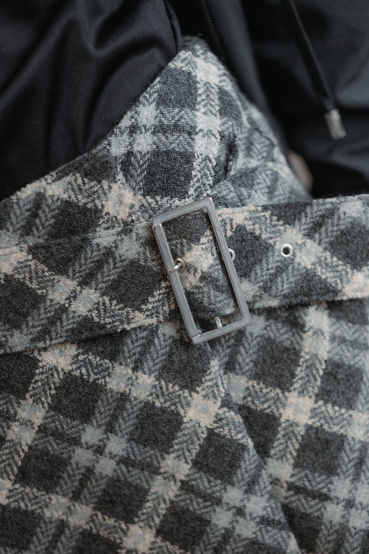 Plaid wool grey mini skirt size XS/S UK 6/8