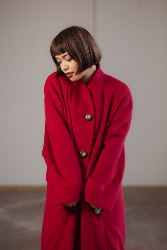 Vintage Red Coat by Les Copains size S/M UK 8/10