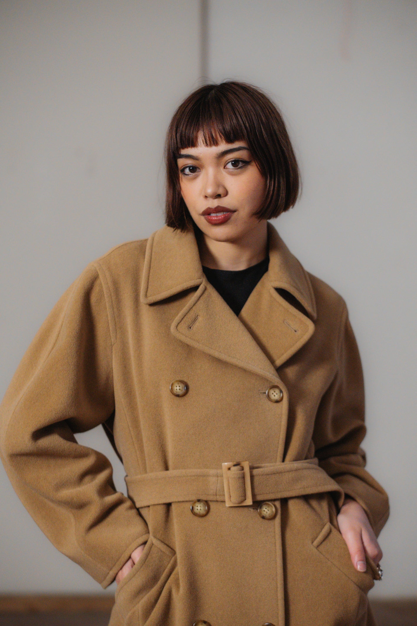Double-breasted Camel Wool Coat by WEEKEND Max Mara Size M UK 8/10
