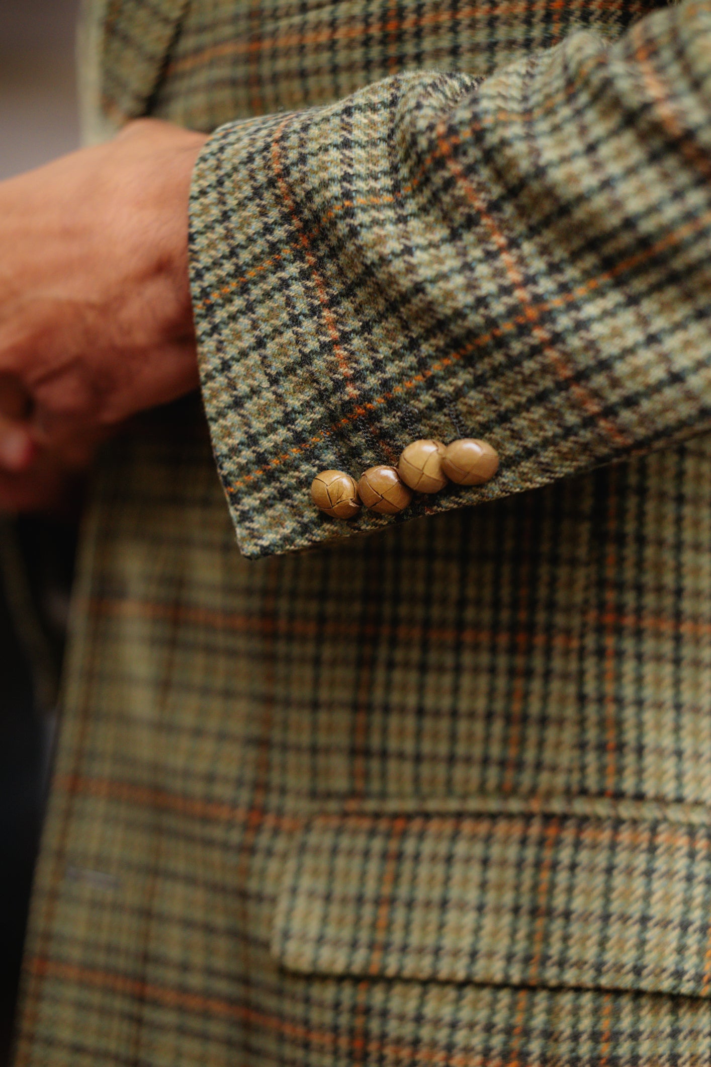 Tweed Green Wool Blazer Size L/XL UK 12/14