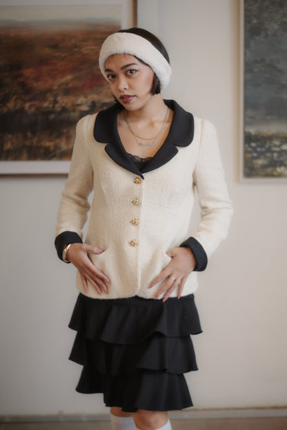 Luisa Spagnoli Bouclé Cream Blazer Size XS/S UK 6/8