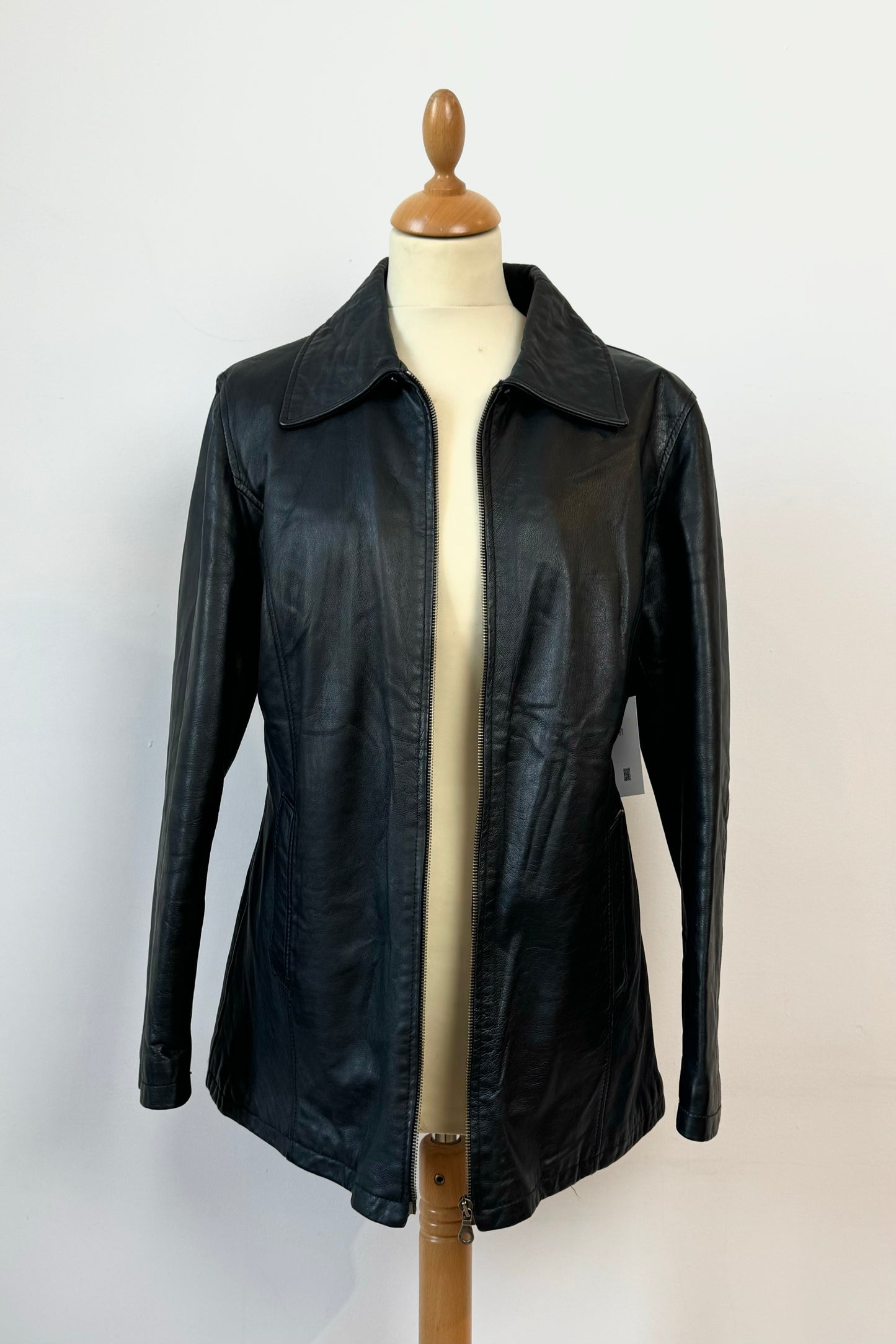 LEATHER JACKET ZIP SIZE M UK 10