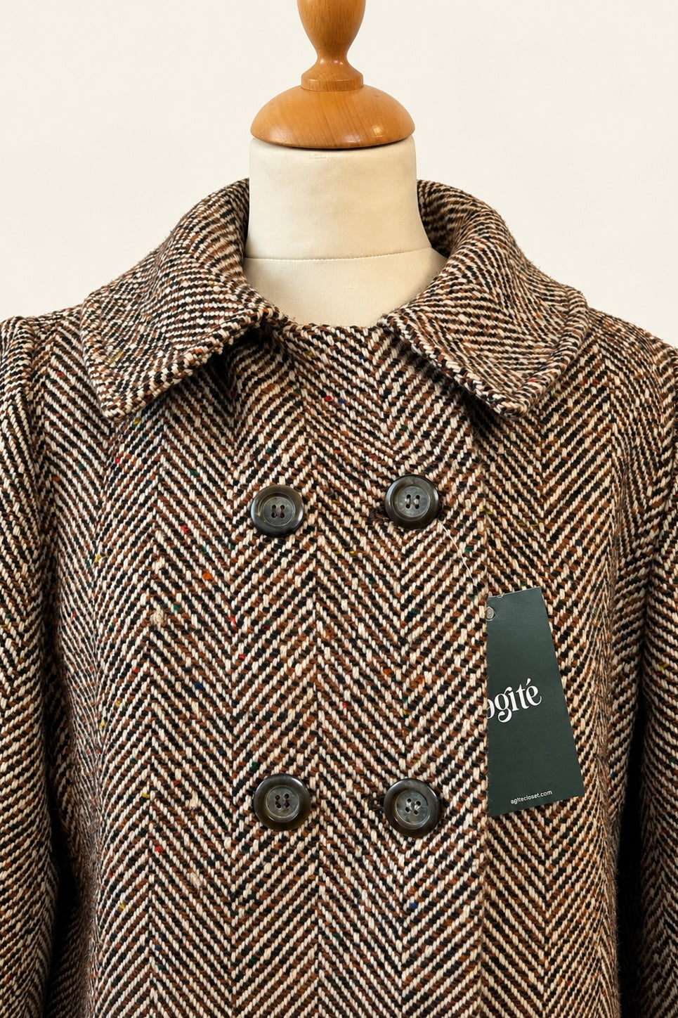Wool Blend Herringbone Coat