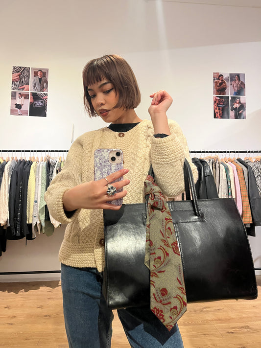 Black bowling leather bag