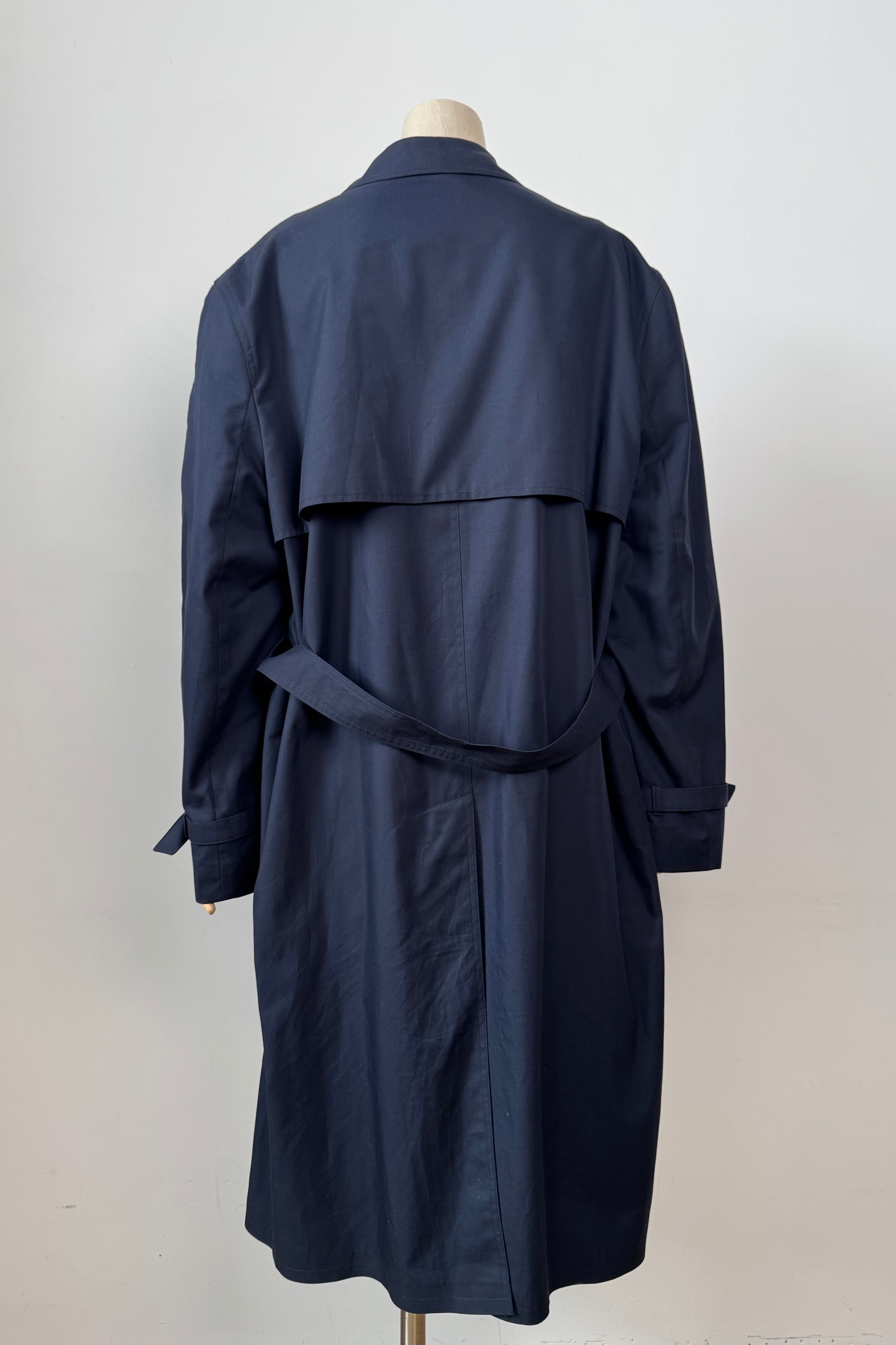Navy Trench Coat with Belt