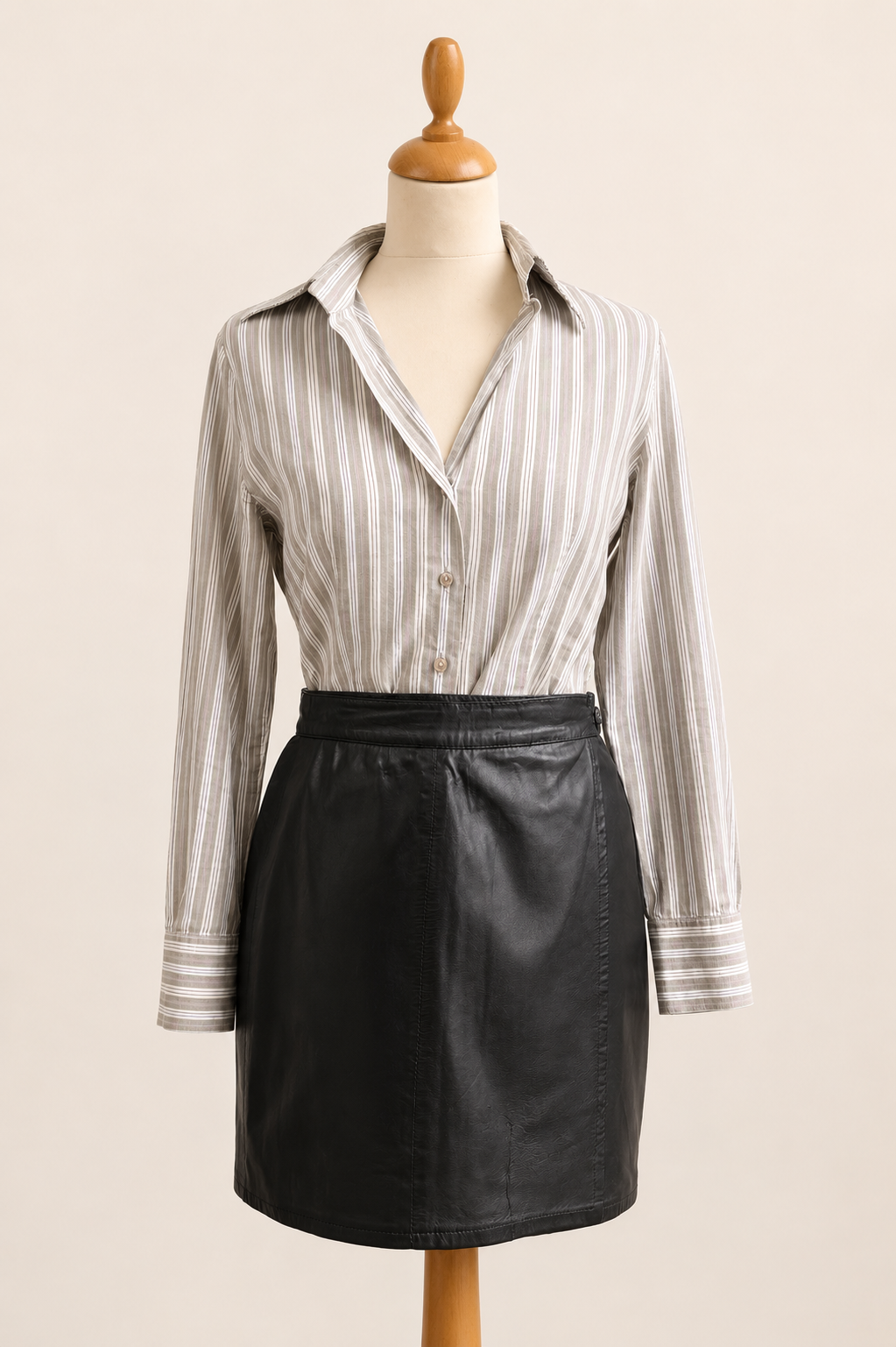 Wrap-around Black Leather Skirt