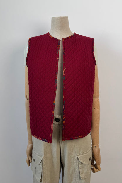 PADDED BURGUNDY VEST SIZE S/M UK 8/10