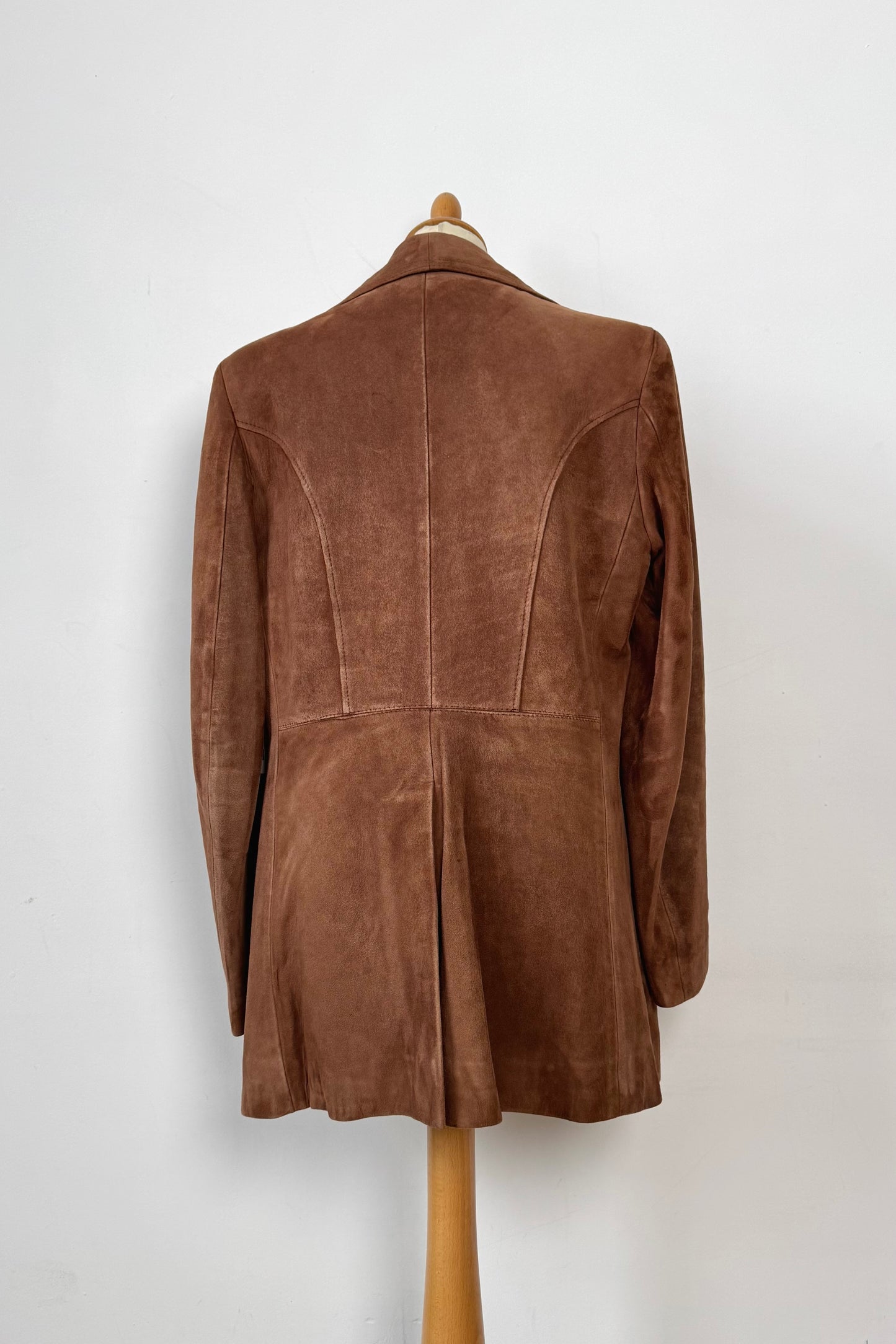 SUEDE COAT WITH SEARLING LINING SIZE L UK 12