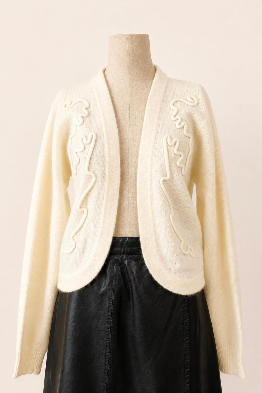 Angora & Wool Embroidered Cardigan