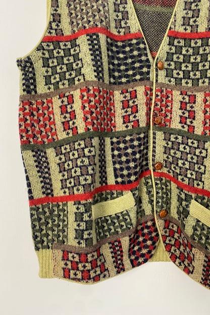 CHAGALL Knitwear Sweater-vest Matcha Green & Red Size UK 12/14
