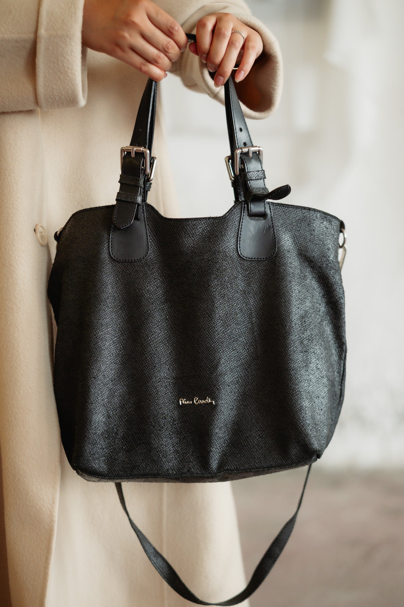 Pierre Cardin Leather Bag - Adjustable Shoulder & Crossbody, Timeless Design