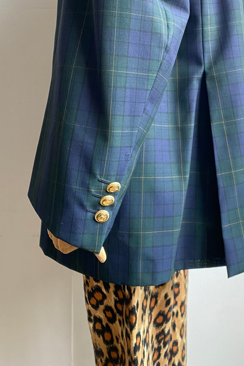 Aquascutum Tartan Wool Blazer in Navy-green Plaid