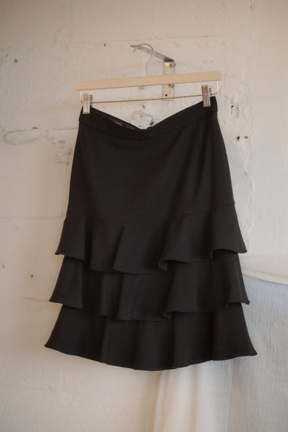 Escada Ruffles Black Skirt Size M UK 10 EU 38