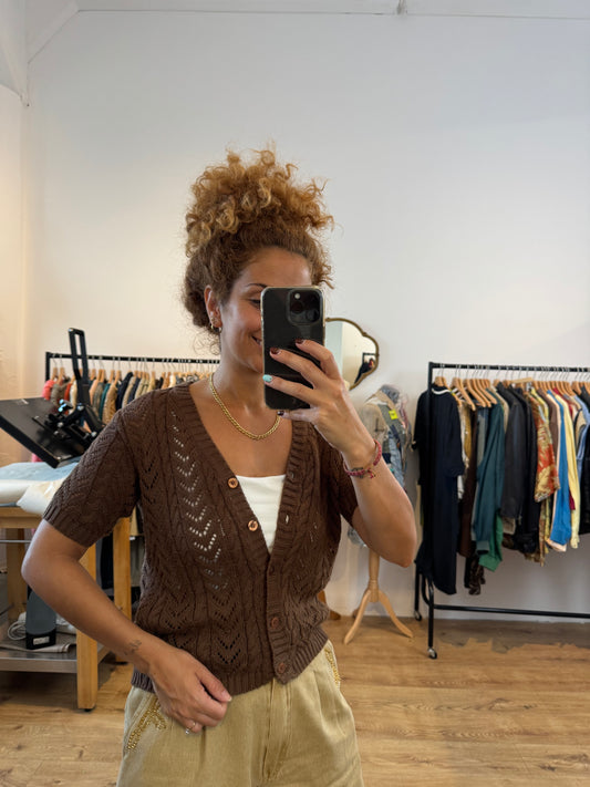 BROWN KNIT TOP