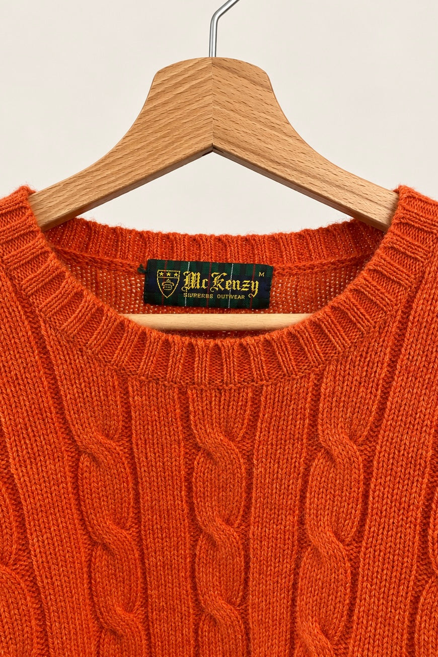 Cable Knit Orange Wool Jumper