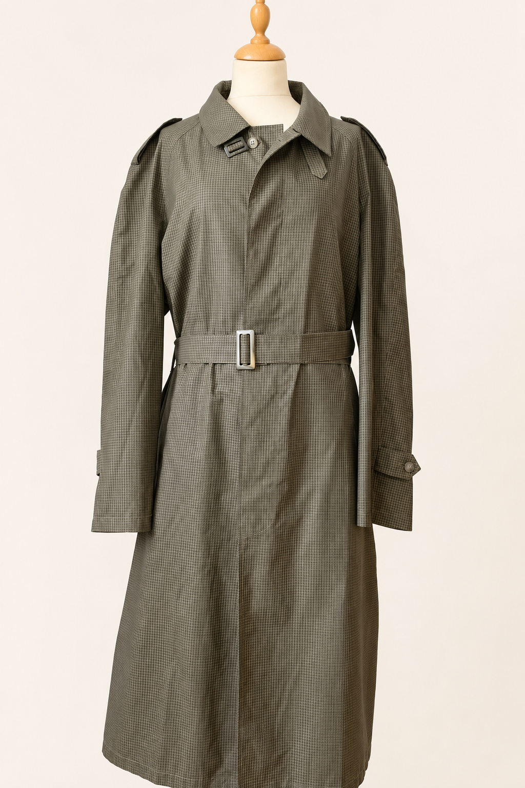 Italian-Made Waterproof Checked Trench Coat