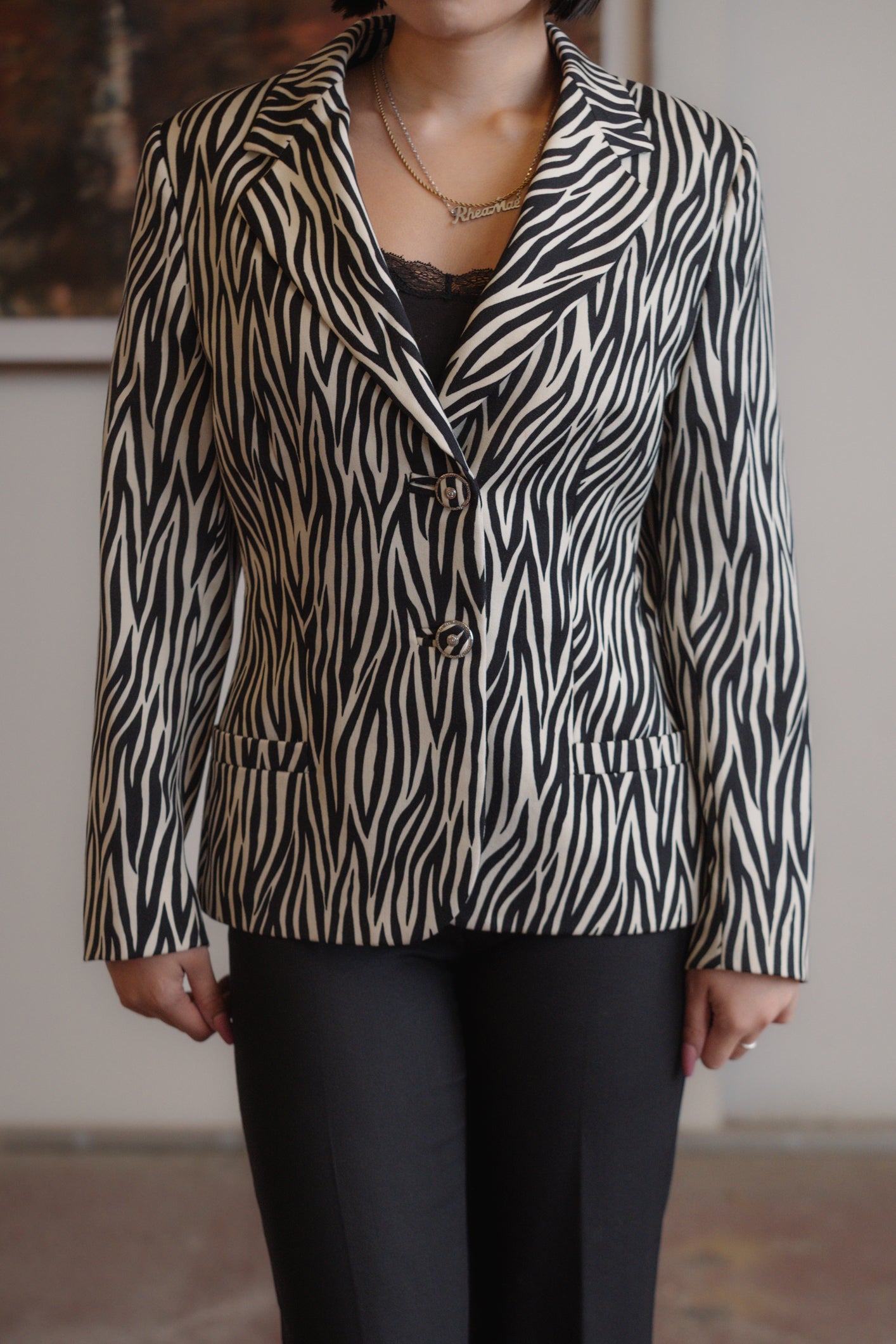 Vintage Gianni Versace Couture Zebra Print Blazer