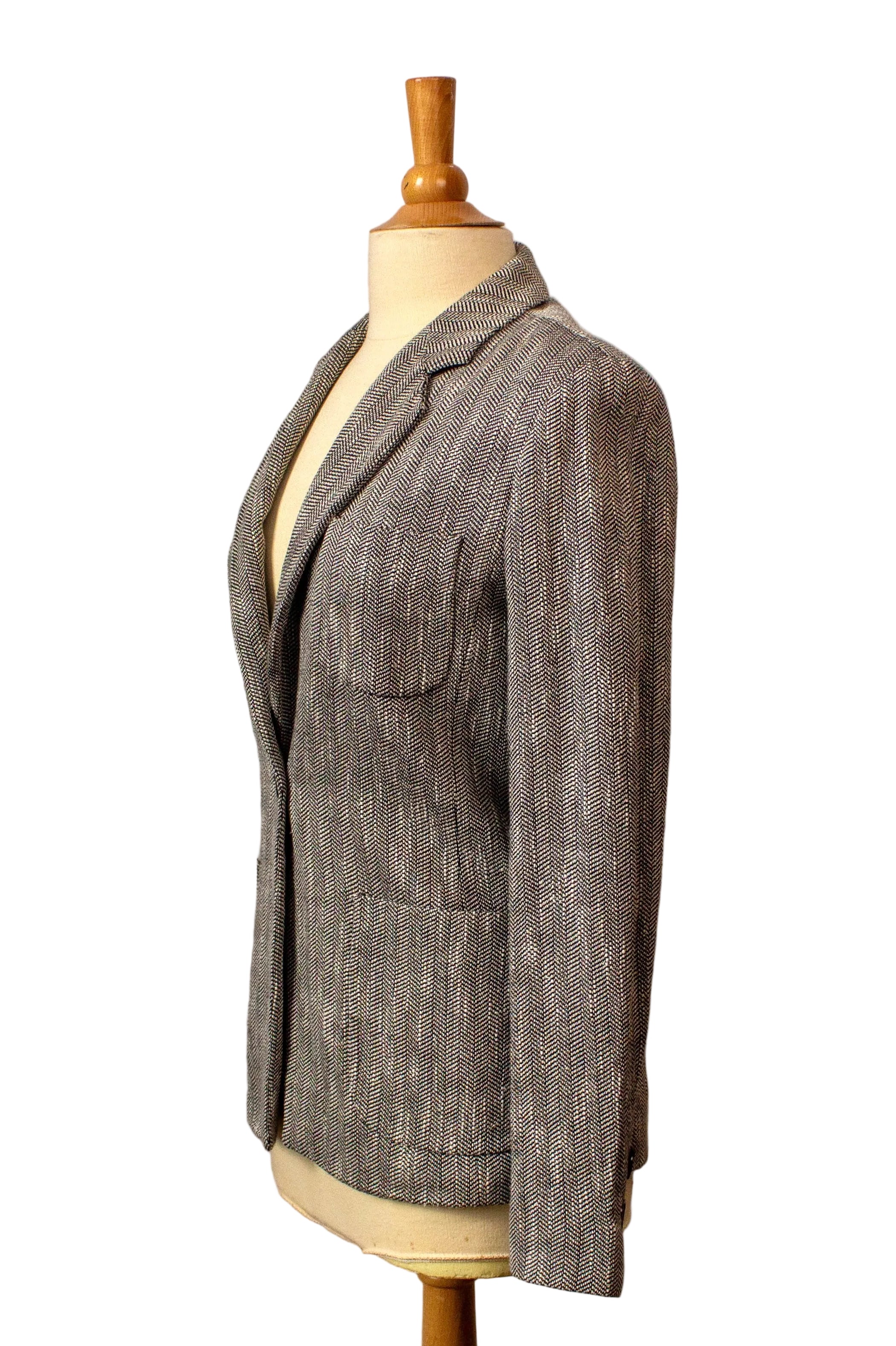 Max Mara Herringbone Blazer in Black & White