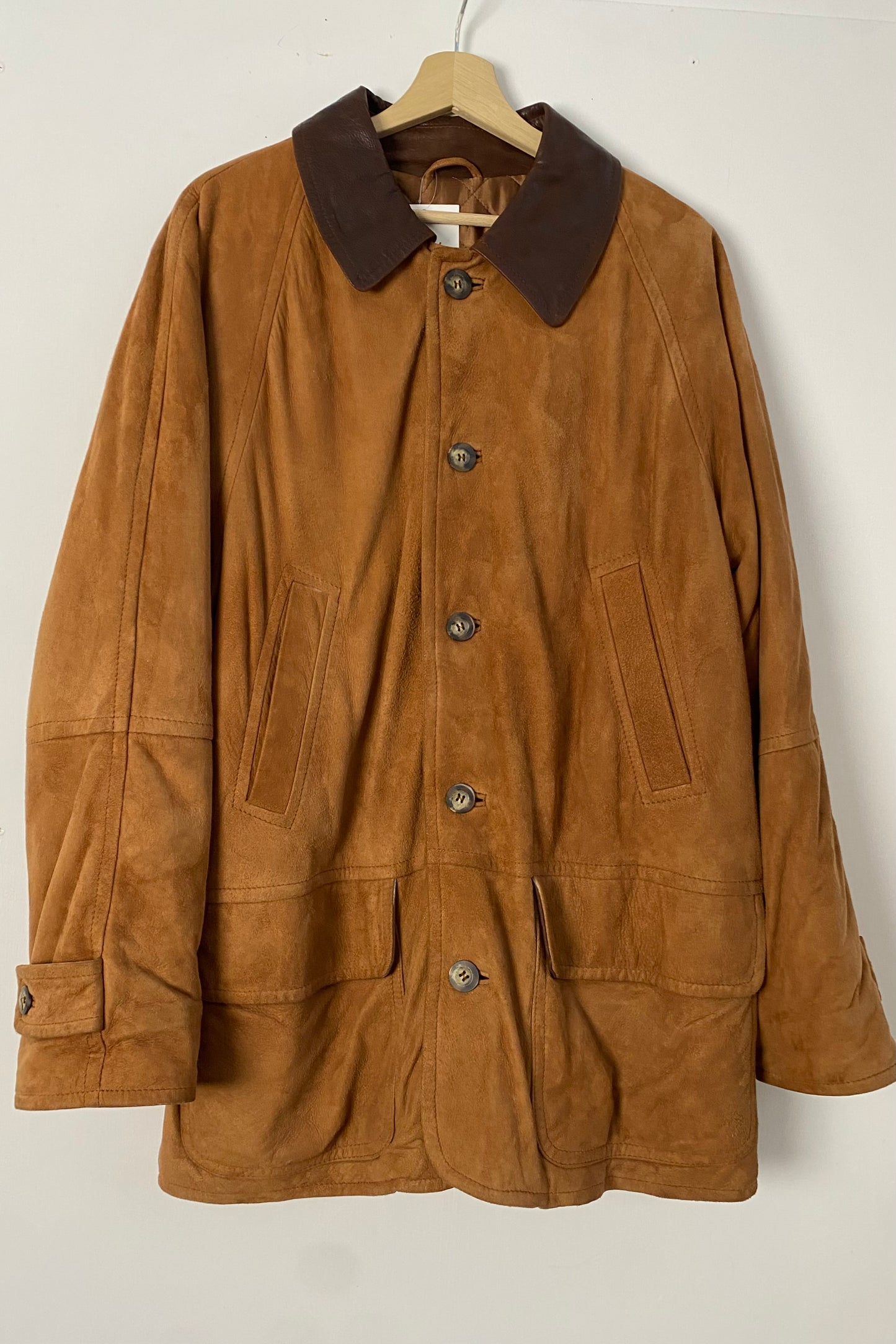 Suede Camel-Colour Coat Velvet Coat Size L/XL UK 12/14