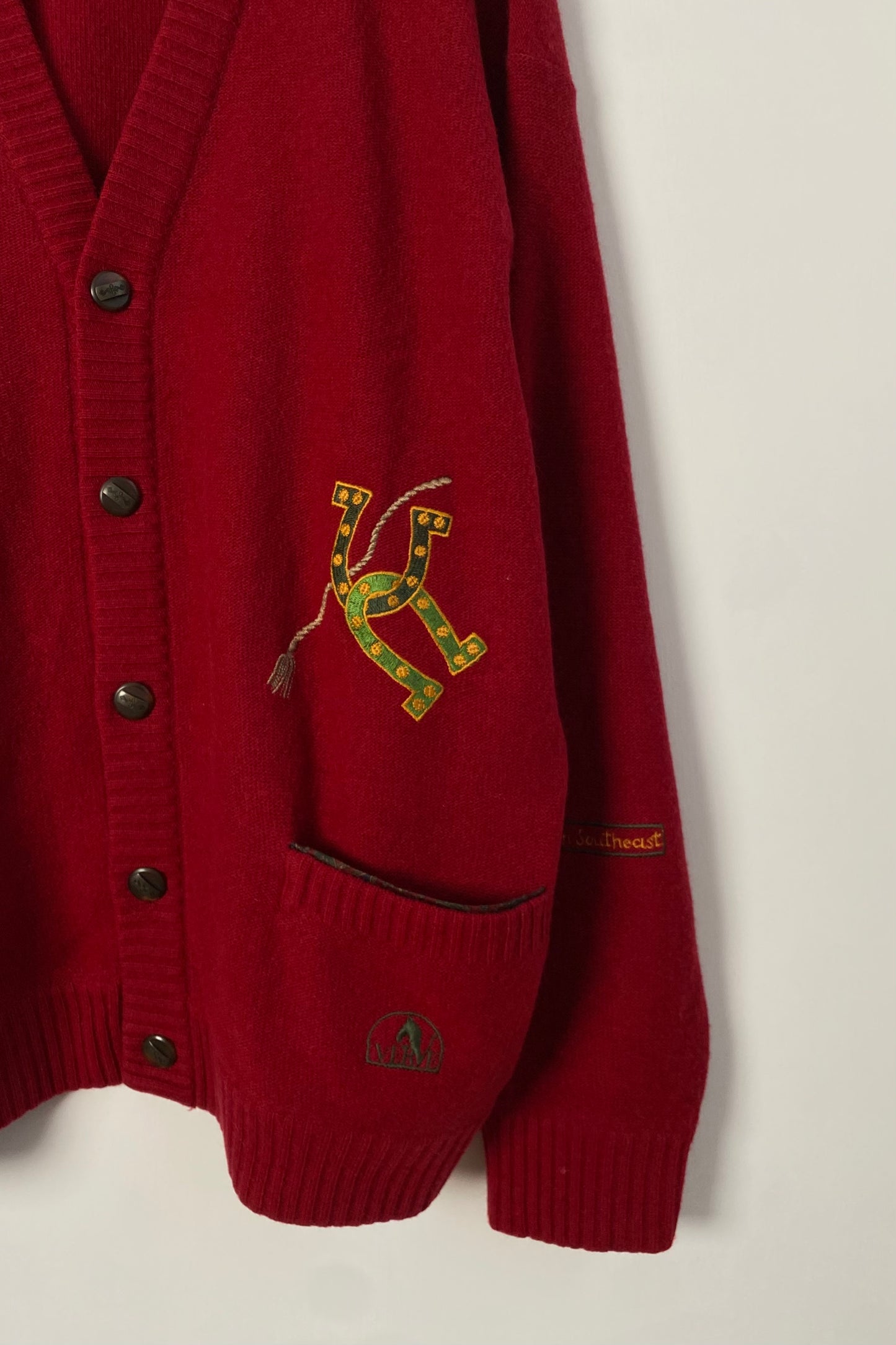 LUCKY Red Cardigan Size L/XL - UK 12/14