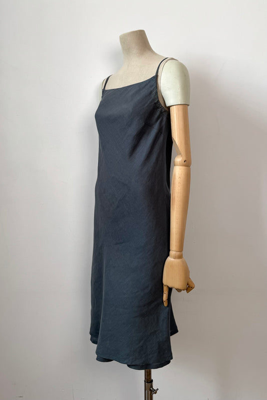 GRAYISH BLUE LINEN DRESS SIZE S UK 8