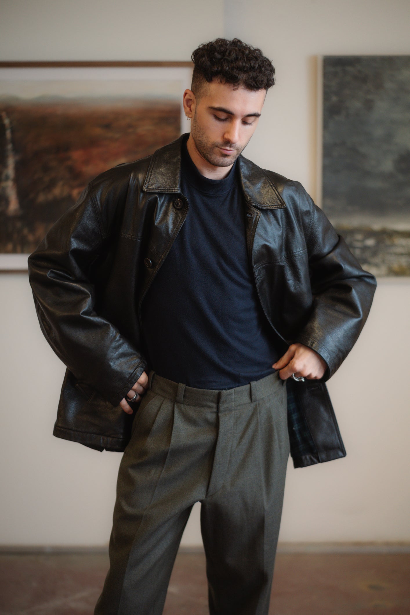 Dark Olive Green Tailored Trousers Size UK 10 EU 38