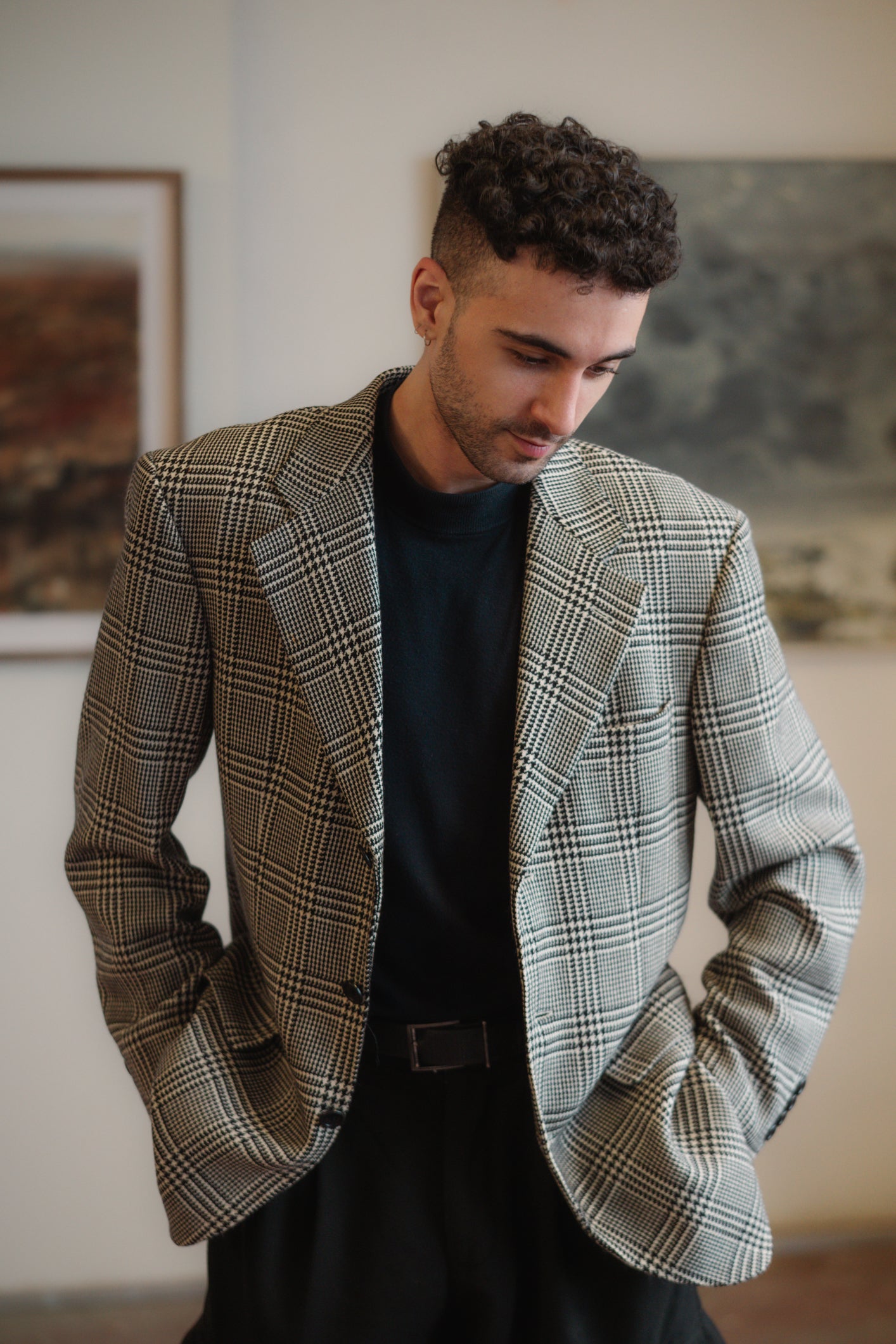 Houndstooth Hugo Boss Blazer Size L UK 12
