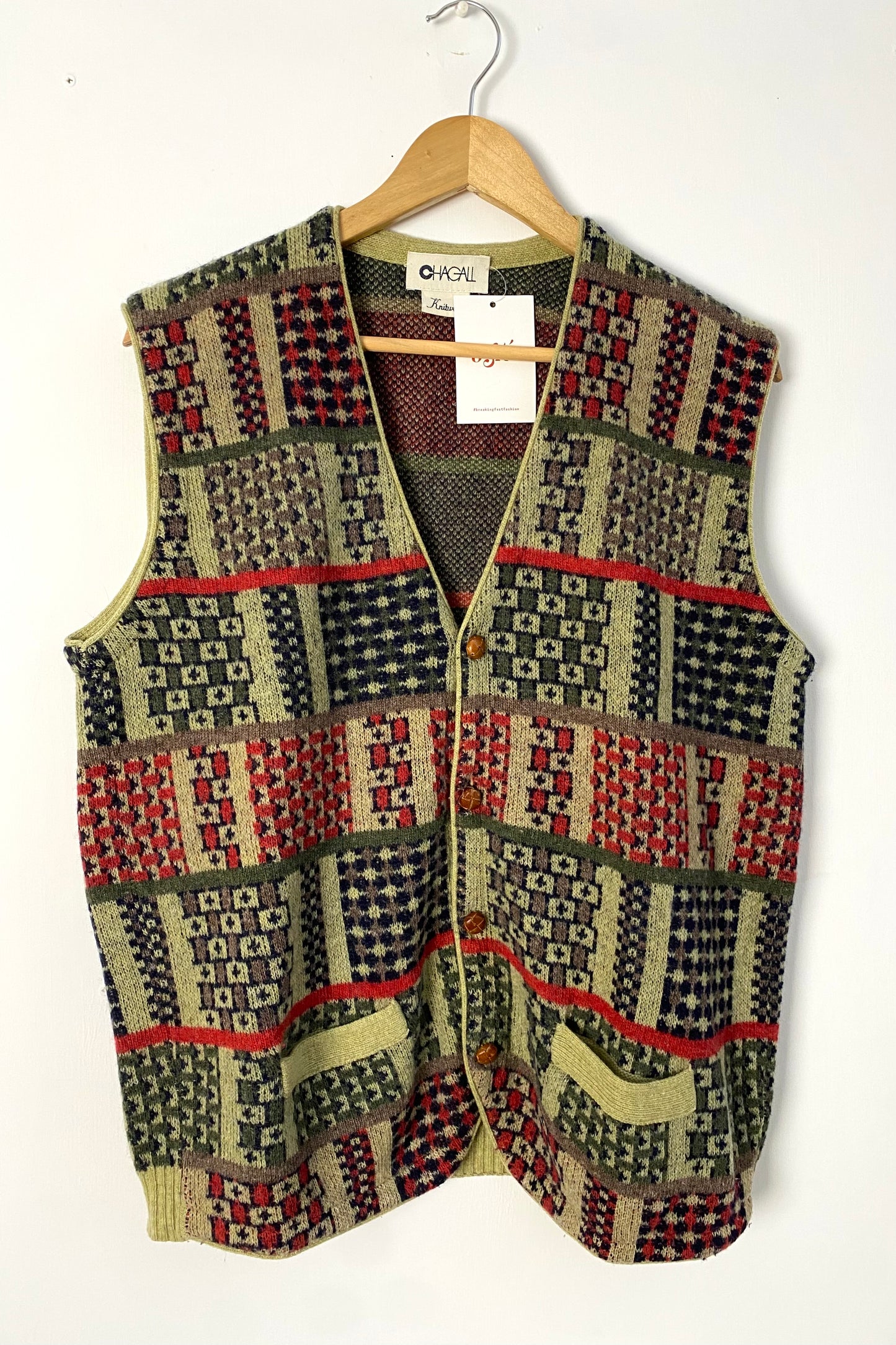CHAGALL Knitwear Sweater-vest Matcha Green & Red Size UK 12/14