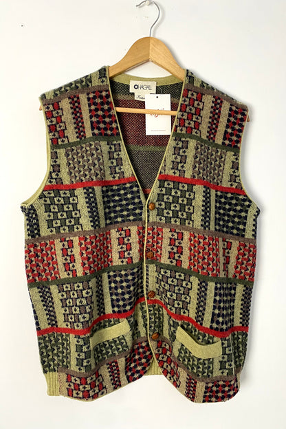 CHAGALL Knitwear Sweater-vest Matcha Green & Red Size UK 12/14