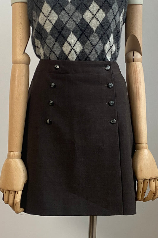 Cacharel Brown Wrap Mini Skirt Size XS/S UK 6/8 EU 36