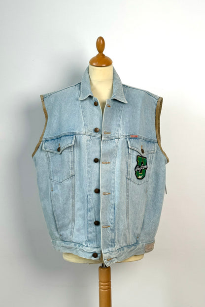 LIGHT BLUE DENIM VEST JACKET SIZE L 12 UK