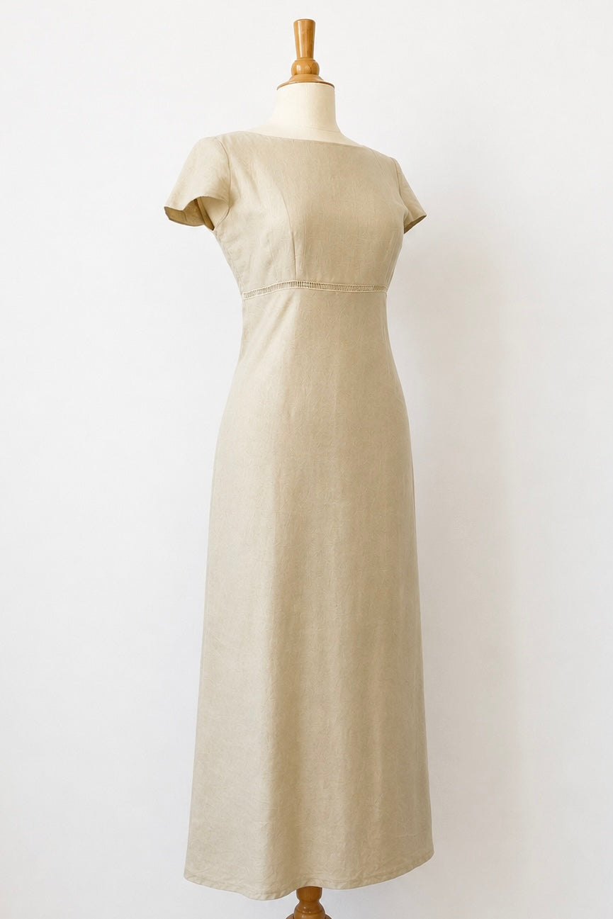 Beige Linen Blend Maxi Dress