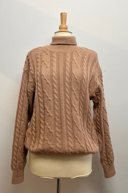 Nude Pink Knit Turtleneck Jumper in Size L UK 12