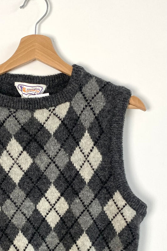 Argyle Wool Vest SIze S/M UK 8/10