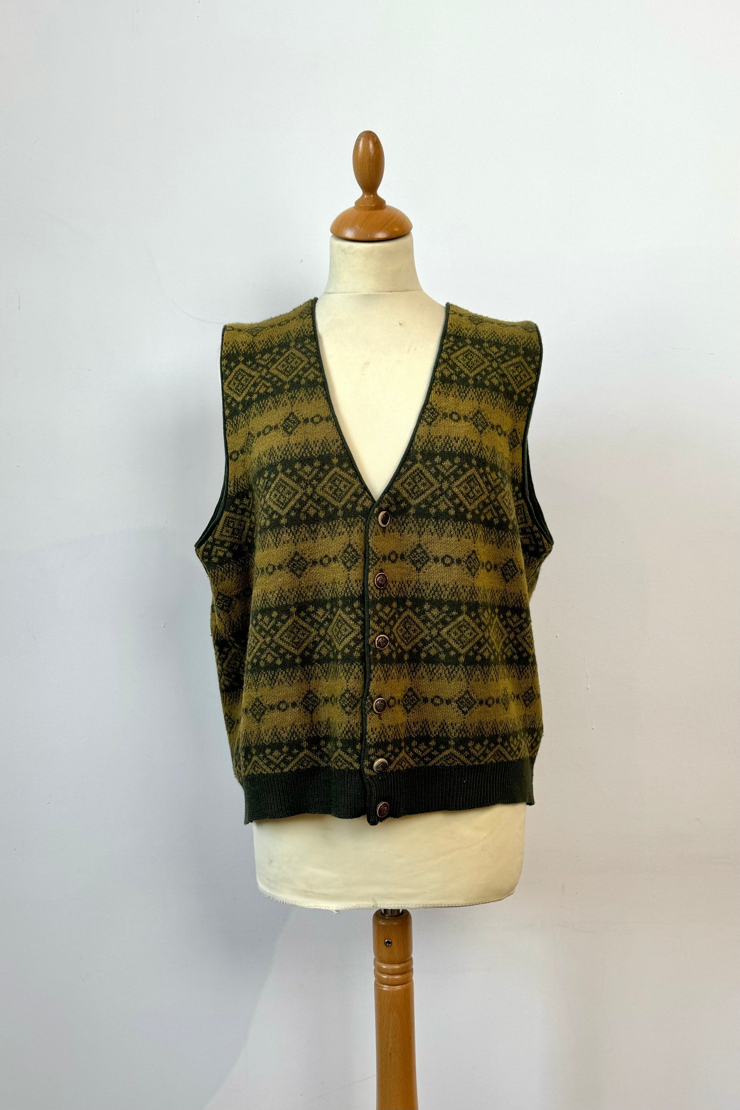 PATTERN GREEN VEST SIZE L UK 14