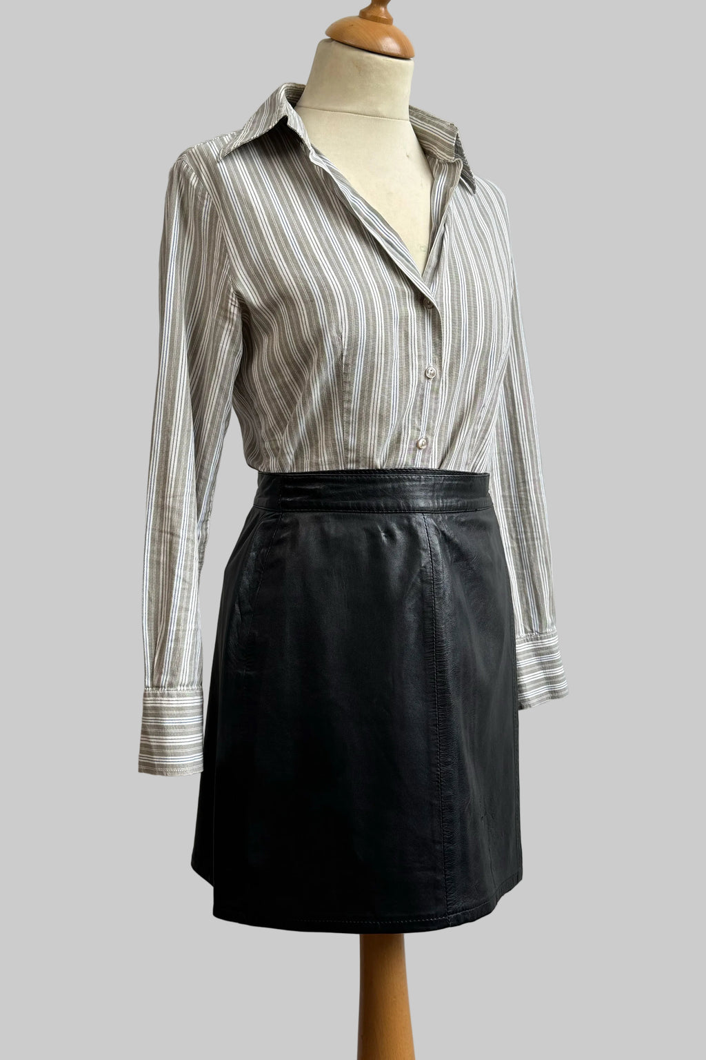 Wrap-around Black Leather Skirt