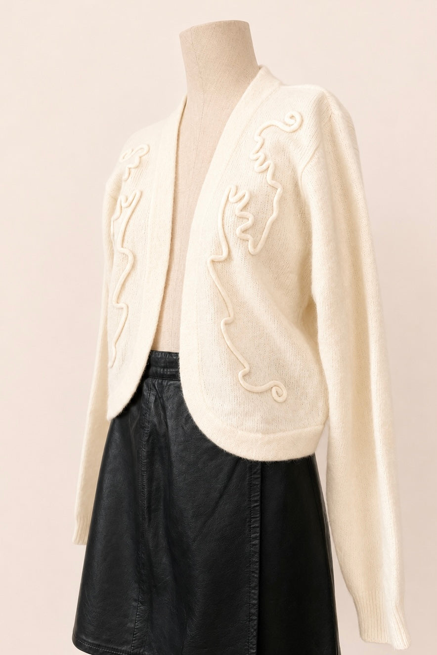Angora & Wool Embroidered Cardigan