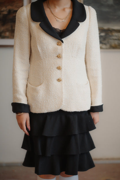 Luisa Spagnoli Bouclé Cream Blazer Size XS/S UK 6/8