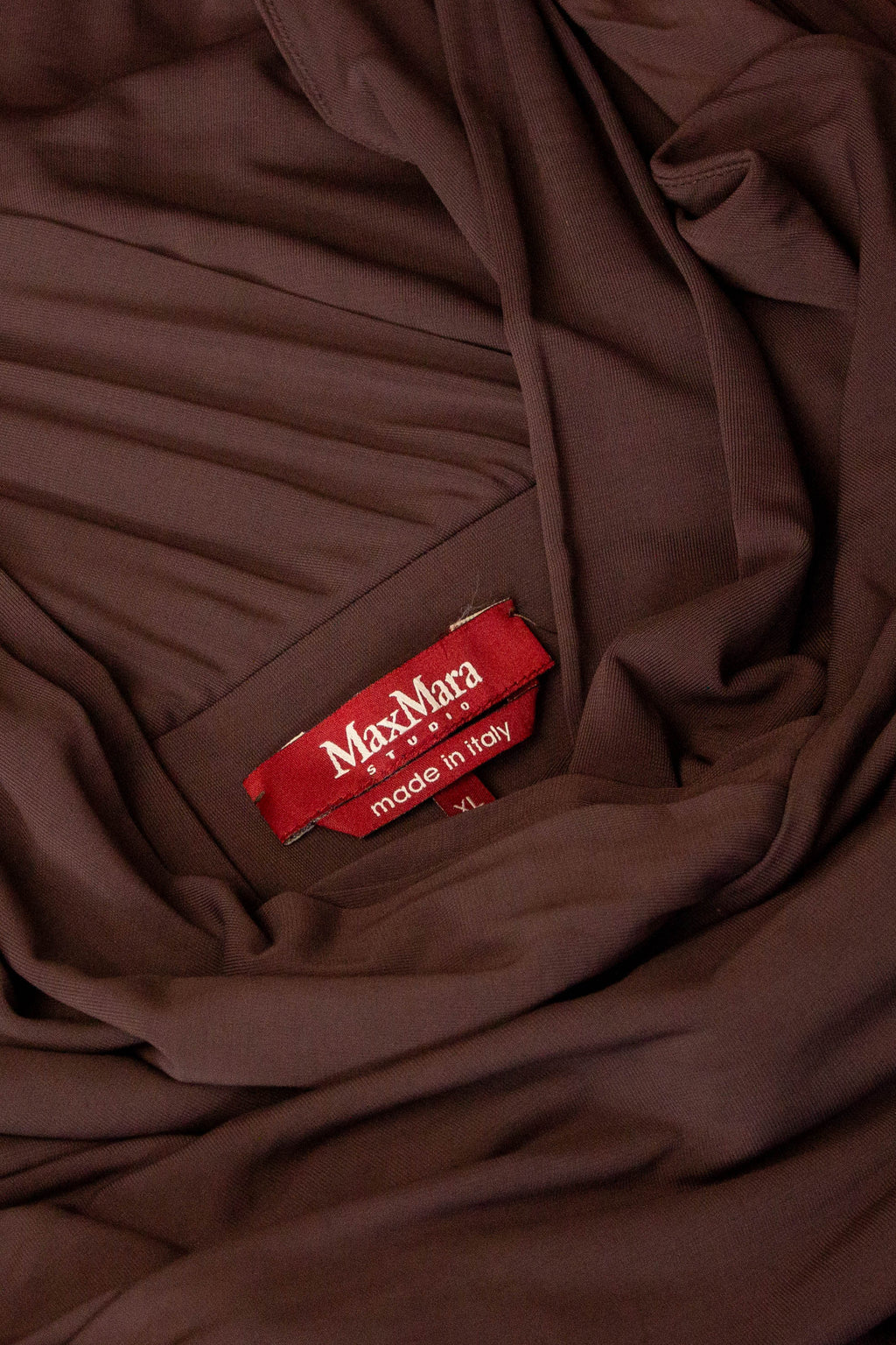 Max Mara Studio Draped Maxi Dress in Chocolate Brown