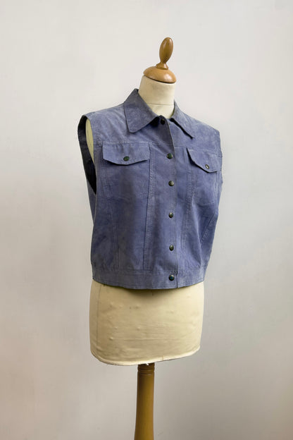 Leather Suede Waistcoat in Baby Blue Size L