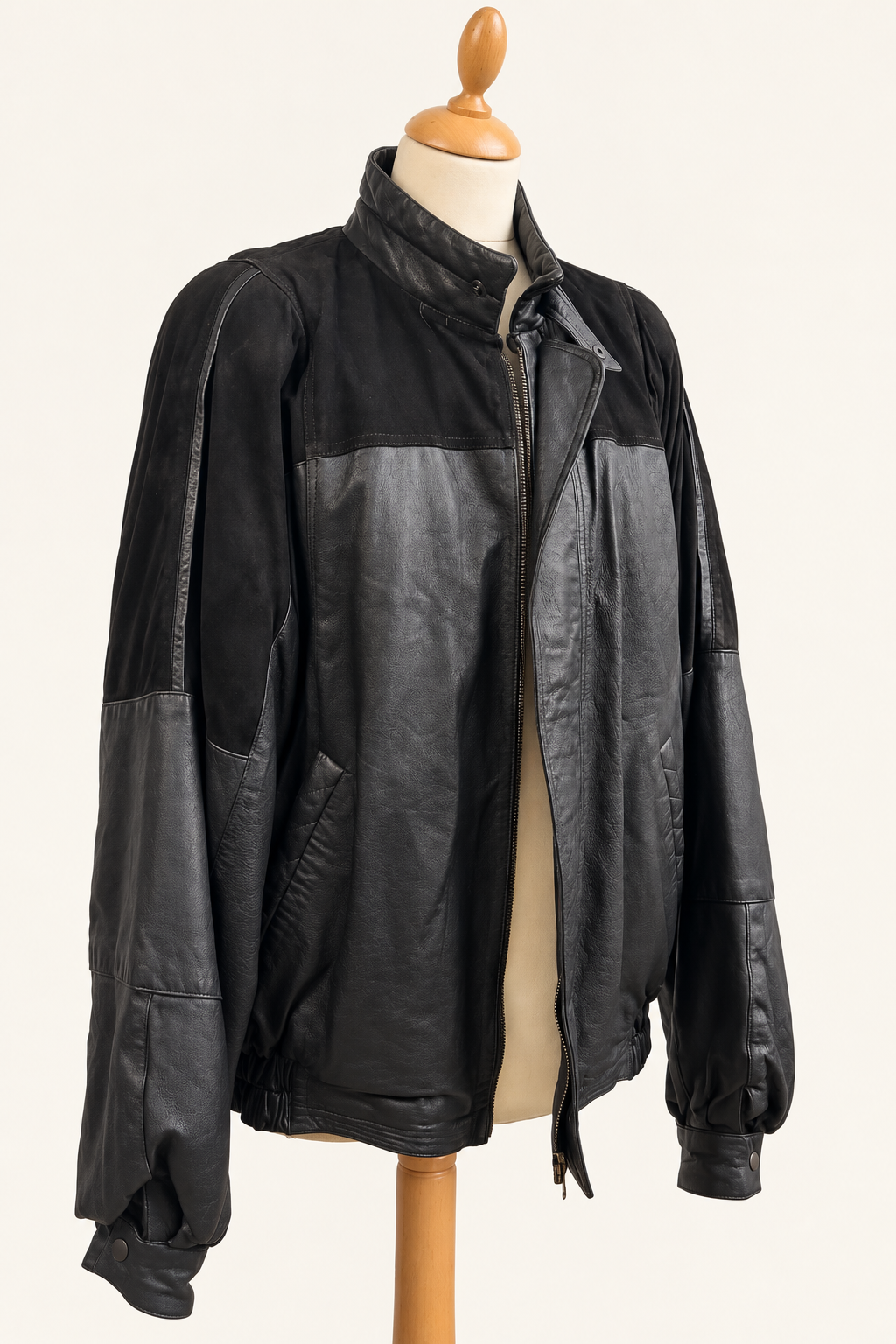 Suede & Leather Contrast Bomber Jacket