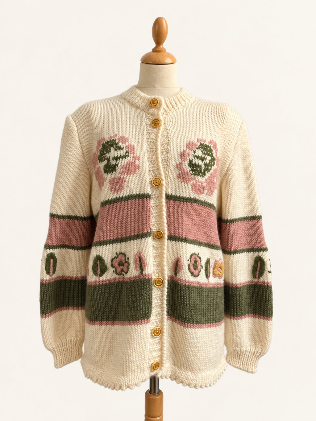 Pattern Floral Knit Cardigan