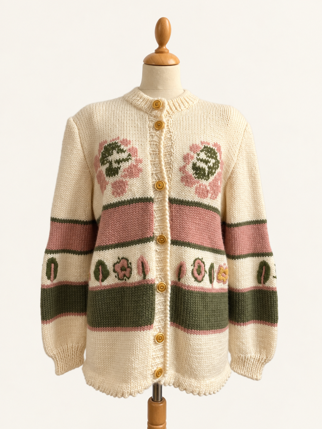 Pattern Floral Knit Cardigan