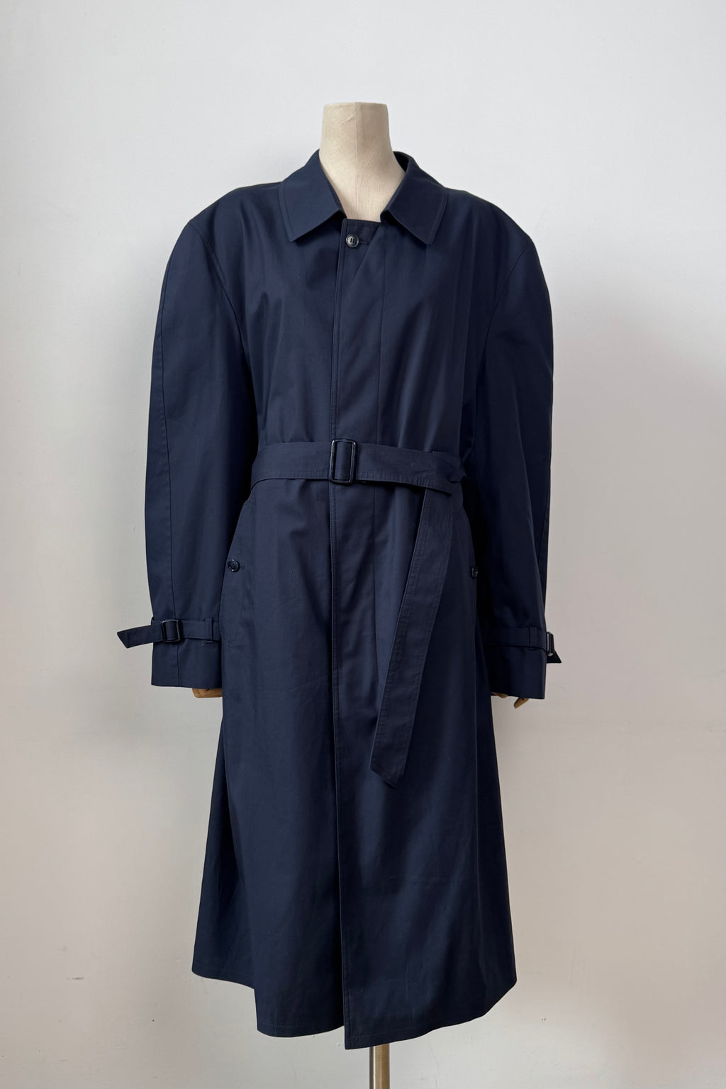 Navy Trench Coat with Belt