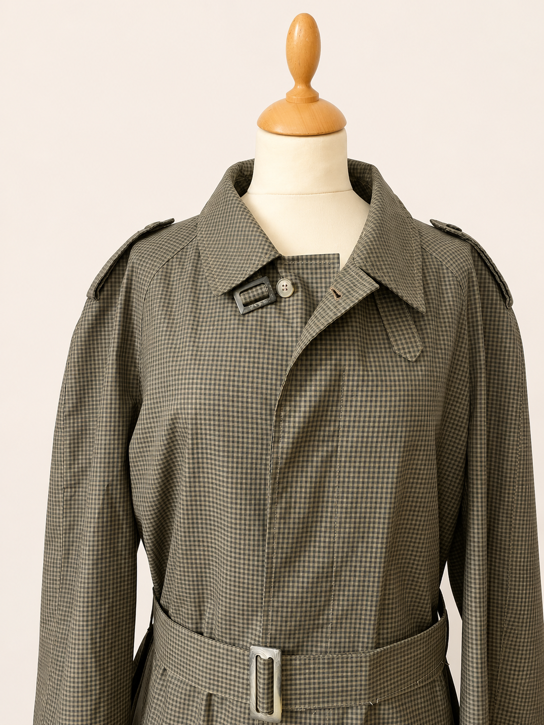 Italian-Made Waterproof Checked Trench Coat