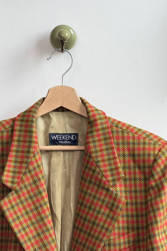 Weekend by Max Mara Houndstooth Wool Blazer SIZE L UK 12