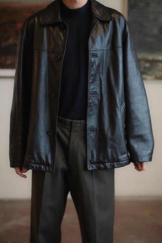 Leather Jacket Size Large UK 12