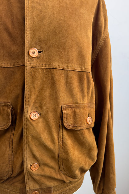 Leather Suede Coat Bomber Jacket Size L/XL